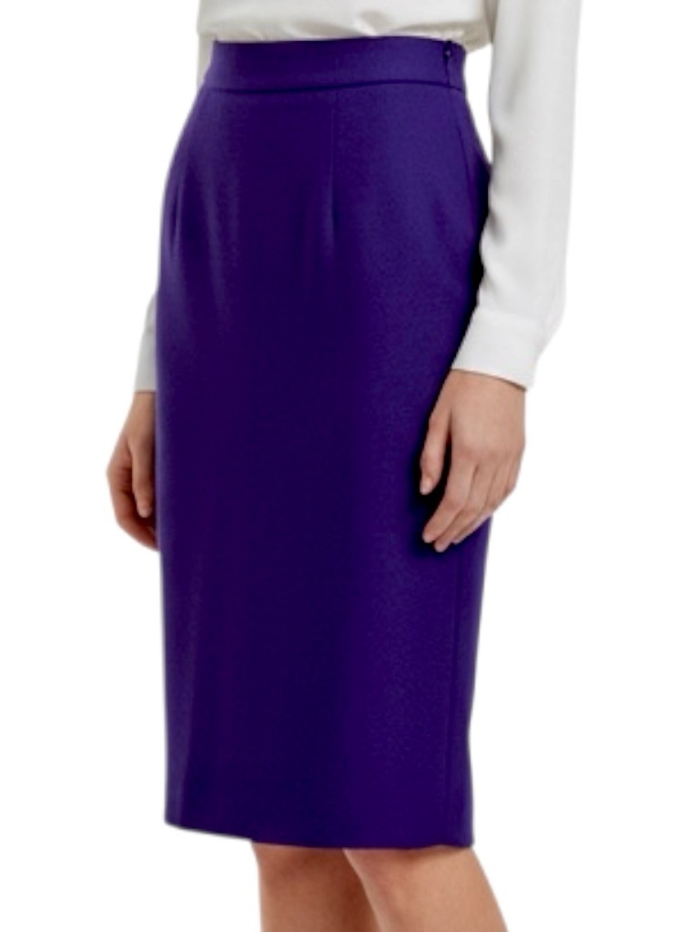 Vintage 80s 90s Purple High Waisted Pencil Skirt Size XS Knee Length